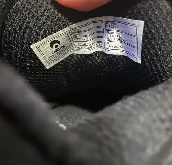 Osiris D3 2001 Skate Shoes Black/Grey/Blue - Picture 5 of 6